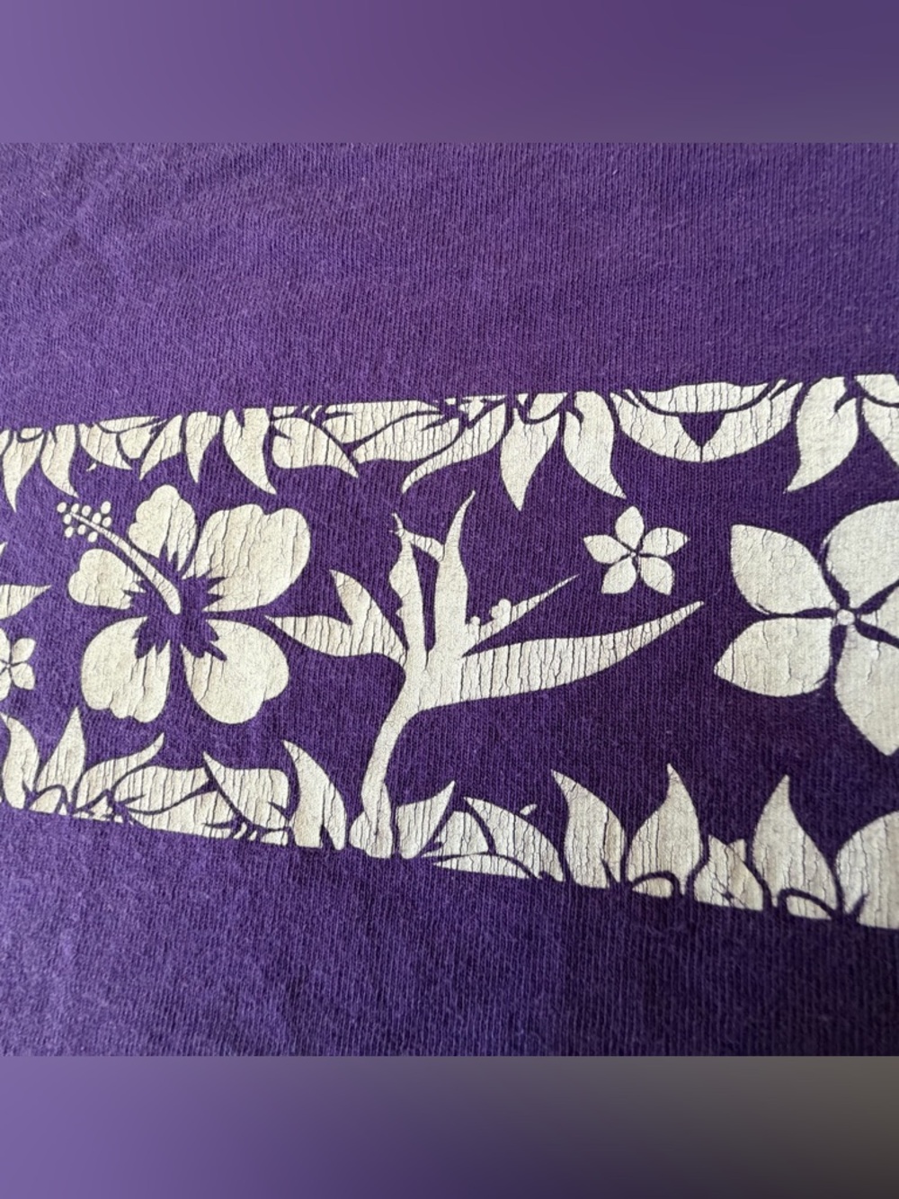 RARE / Vintage - Trader Joe's Purple T-Shirt Hibiscus Design - Lrg? - Picture 4 of 6
